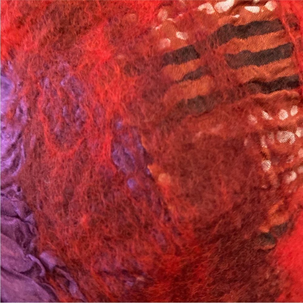 Pomegranate Elegant Red And Purple Wool Silk Scarf View 4